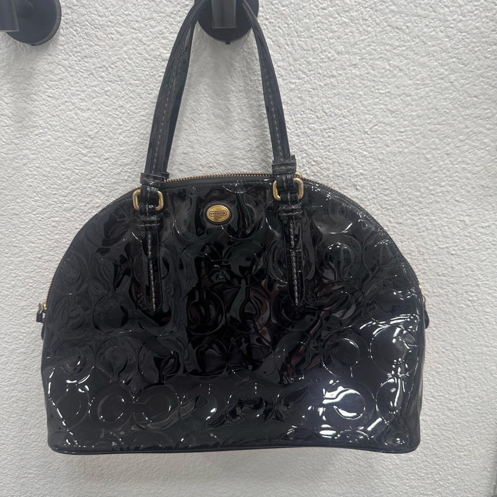 Coach Black Patent Leather Hobo Bag